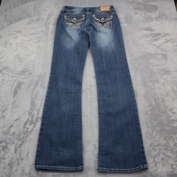 Truth Pants Womens 3 Blue Denim Flat Front Low Rise Fit Bootcut Pockets Jeans - Picture 8 of 16